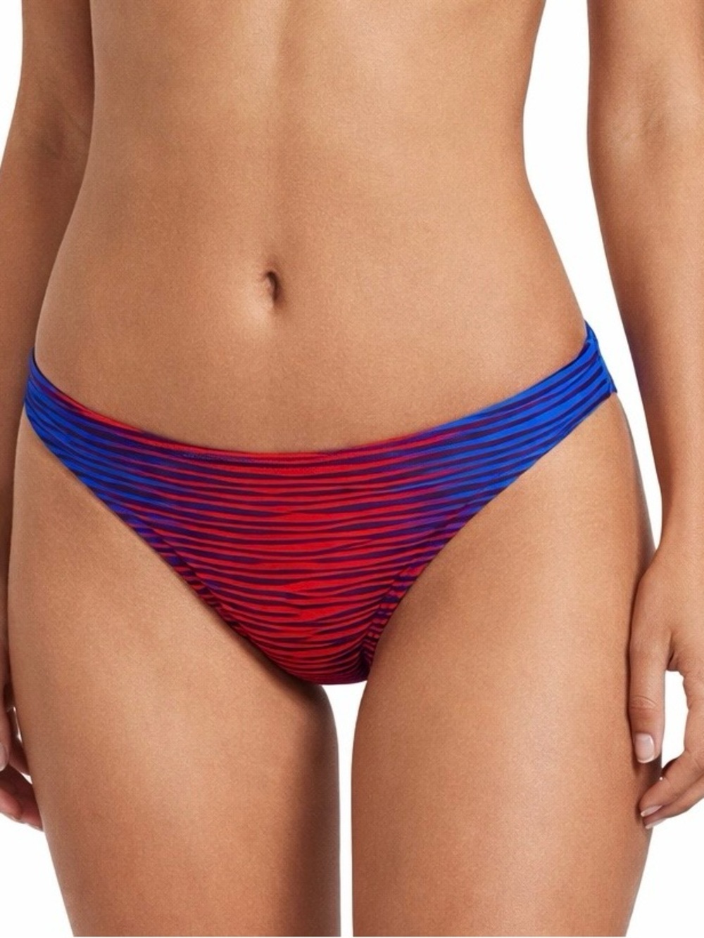 Nike Red and Blue Striped Bikini Bottom L NWT